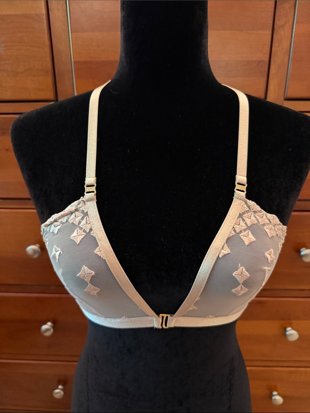Bordelle Square Lace Sheer Embroidered Nude Soft Cup Bra with Front Hook